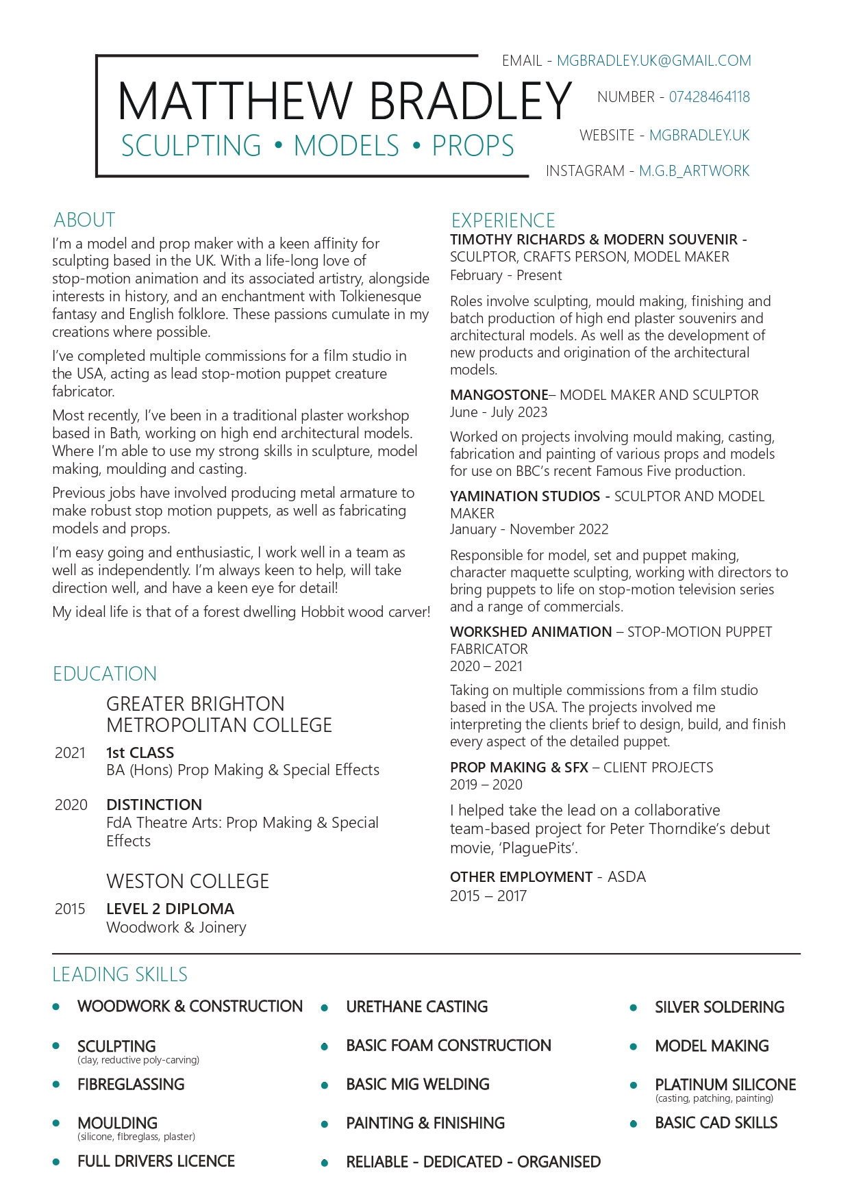 Matthew Bradley's CV